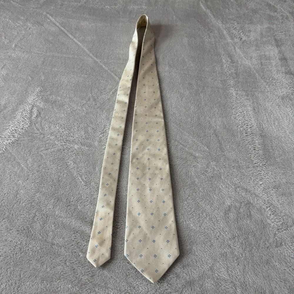 Brooks Brothers Mens Necktie Yellow Blue Geometric Floral 57x3.75 Office Wedding
